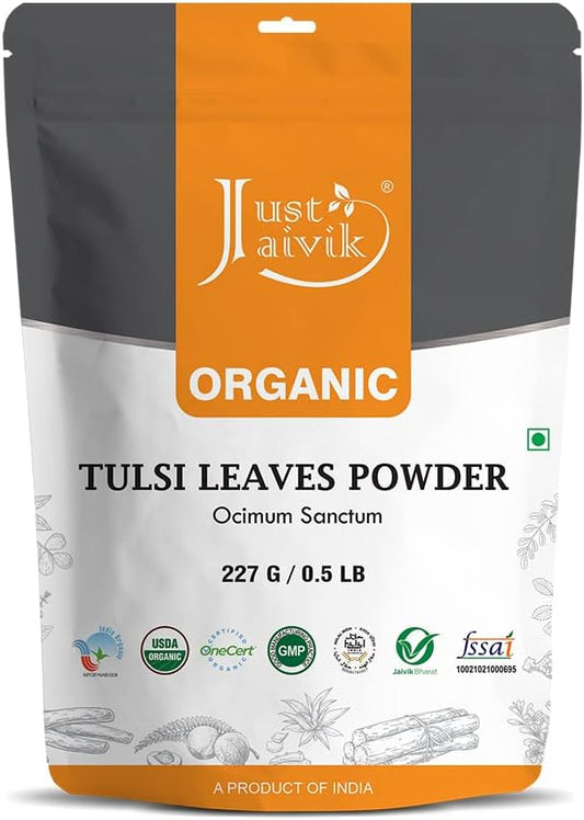 Just Jaivik 100% Organic Tulsi Powder 0.5 LB 227 g 1/2 Pound-