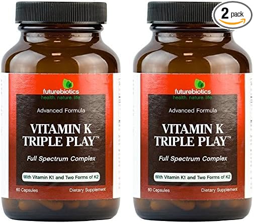 Futurebiotics Capsules, Vitamin K Triple Play, 60 Count (Pack of 2)