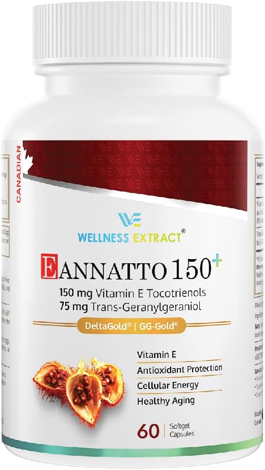 Eannatto 150mg Vitamin E Tocotrienols and 75mg Geranylgeraniol 60 Softgels,