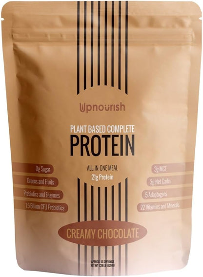 UpNourish Chocolate Vegan Protein Powder, Meal 15 Servings