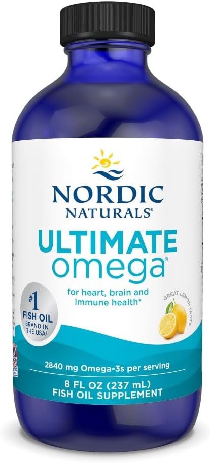 Nordic Naturals Ultimate Omega Liquid, Lemon Flavor 8 oz 2840 mg Omega-3 - Omega-3 Fish 48 Servings