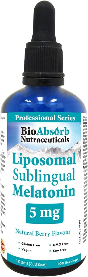 Bio Absorb Liposomal Liquid Melatonin 5mg 100-Day Supply. (3.38oz)