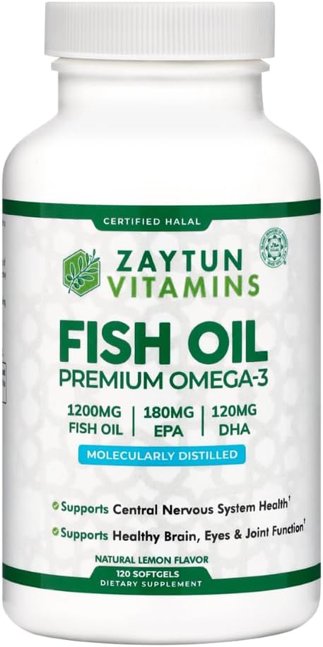 Zaytun Halal Fish Oil 1200mg Omega 3, Premium 4 Months