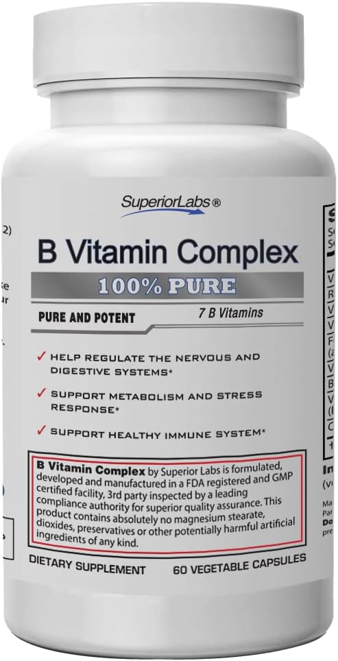 Superior Labs B Vitamin Complex 100% NonGMO 60 Vegetable