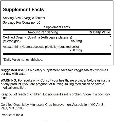 Swanson Organic Spirulina & Astaxanthin 120 2 Pack
