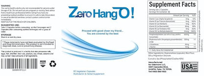 ZeroHangO!- 120 Caps. Hangover Pills