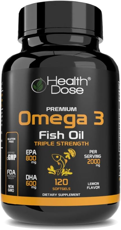 Premium Omega 3 Fish Oil Triple 120 Softgels