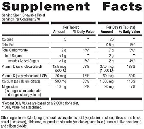 Bariatric Advantage Calcium Citrate Chewable 500mg D3 for 270 Count