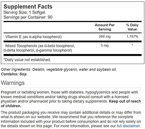 Natural Vitamin E - 268 mg 90 Softgels
