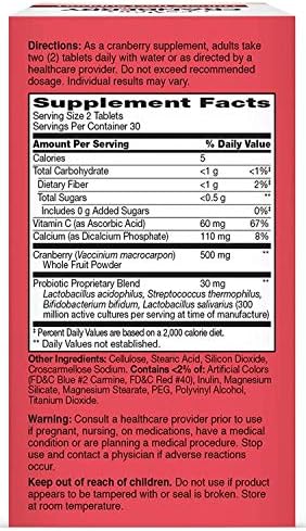 21st Century Cranberry Plus Probiotic Tablets,2 Count (Pack of 2)
