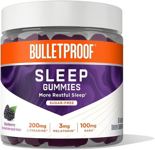 Bulletproof Sugar-Free BlackBerry Flavor Sleep Gummies, 60 Count, Keto Supplement for Sleep Support
