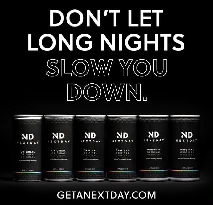NextDay 6-Pack All-Natural Recovery Drink | Proprietary Formula with DHM, Multi-Vitamins, Zinc, Magnesium & a Little Caffeine| Be prepared for the NextDay | 6.8 fl oz/200 ml per can