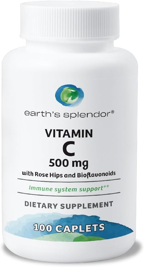 Earth's Splendor Immune Support Supplements, (500mg Vitamin 100 Tablets)