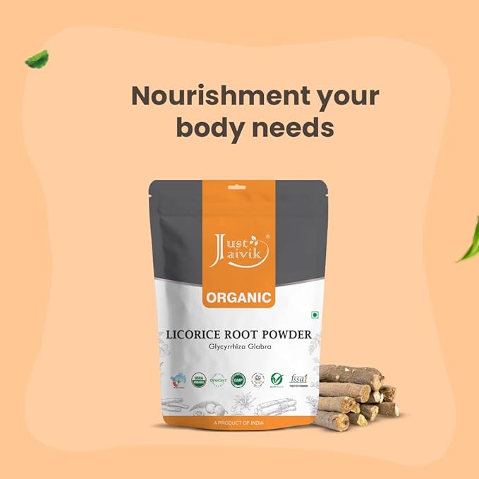 Just Jaivik 100% Organic Licorice Root Powder 227 gm 0.5 lb