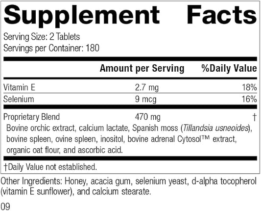 Standard Process Cataplex E2 - Whole Food Heart Health and Antioxidant with D-Alpha Tocopherol Vitamin E, Spanish Moss, Ascorbic Acid, Oat Flour, Inositol, Selenium - 360 Tablets