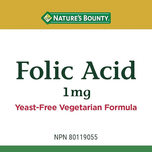 Nature's Bounty Folic Acid 1 mg 150 Tablets (Packaging May Vary)