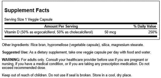 Swanson Vitamin D Complex with Vitamins D2 & D3 - 50 mcg, 60 Veggie 3 Pack