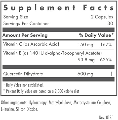 Nutricology Quercetin 300 Dietary Supplement 60 Count
