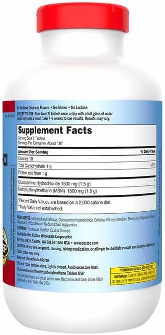 Kirkland Glucosamine HCI Extra Strength 375 Tablets