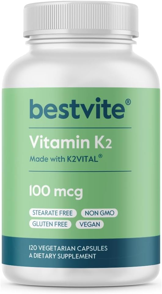 BESTVITE Vitamin K2 100 mcg as MK-7 w/Patented K2VITAL (120 (120 Vegetarian