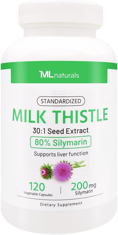 Standardized Milk Thistle 30:1 Seed Extract, 7500 mg 80% Silymarin 200 mg 120 Vegetable