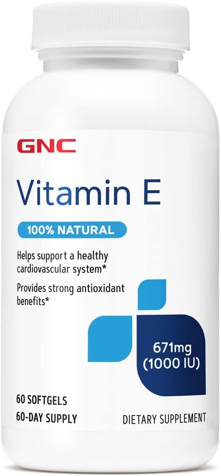 GNC Vitamin E 100% Natural 1000IU 60 Softgels (60 Servings)
