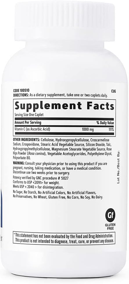 GNC Vitamin C 1000mg, 100 Caplets,