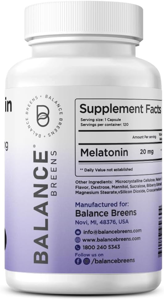 Melatonin 20mg, 100% Drug Free, Fast-Dissolve 120 Tablets