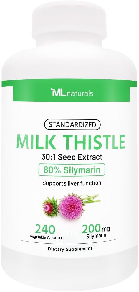 Standardized Milk Thistle 30:1 Seed Extract, 7500 mg 80% Silymarin 200 mg 240 Vegetable