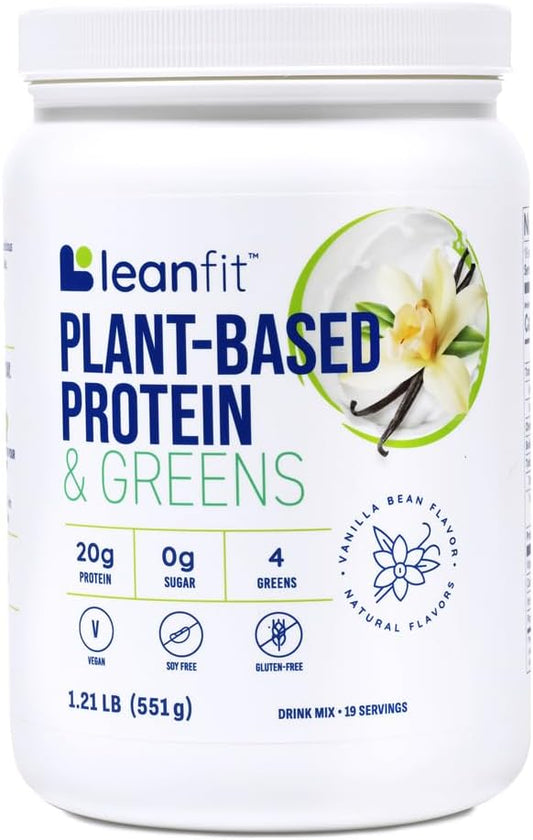 LeanFit PLANT-BASED PROTEIN & GREENS Natural 20g Plant 4 Leafy 19 Servings, 1.21 Pound