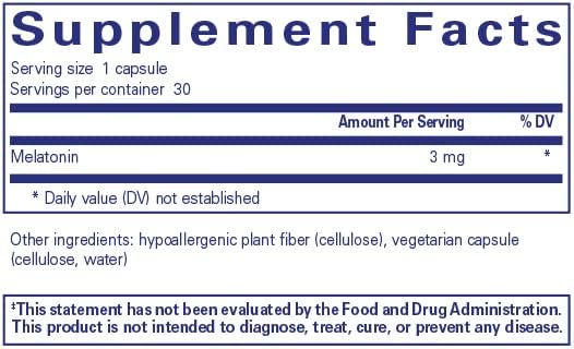 Pure Encapsulations Melatonin 3 mg 30 Capsules