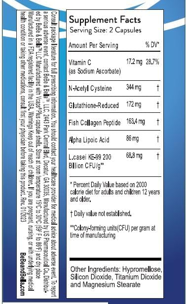 Bebella Gleam Probiotic Blend Skin Lightening 60 capsules