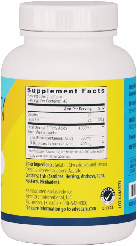 AdvoCare OmegaPlex Omega 3 Fatty Acid 3 Fish 3 Supplement 90 Softgels