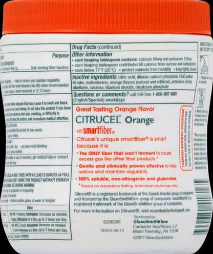 Citrucel Fiber Powder for Occasional Constipation 16 Ounces