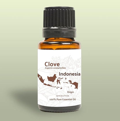 100% Pure Clove Essential Oils - Direct from Indonesian Essential Oils - Essential Oils for Diffusers Aromatherapy & Humidifiers (15ml) | Natural Cold-Pressed