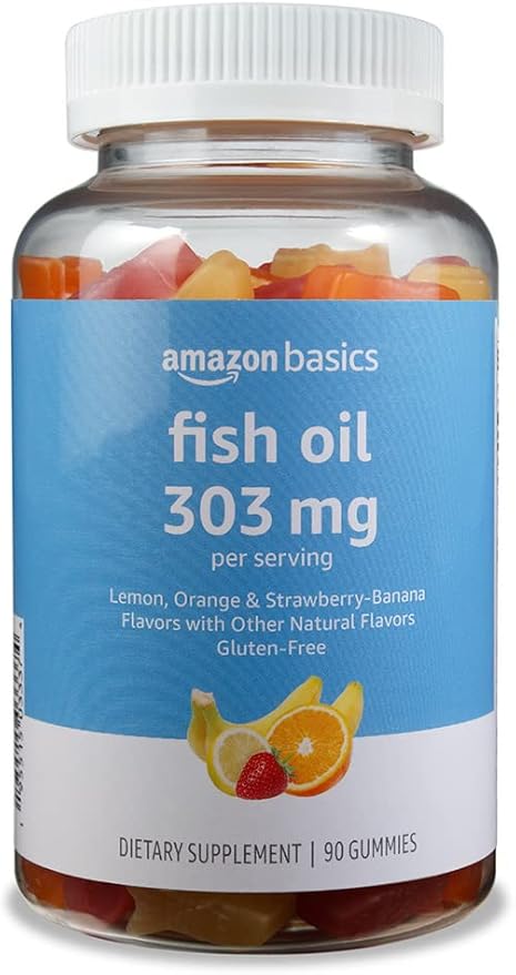 Amazon Basics Fish Oil 303 mg, 90 Gummies (2 per Omega-3 fatty
