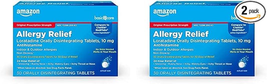 Amazon Basic Care Loratadine Orally Disintegrating 10 mg, 24 Hour 30 Count 2)