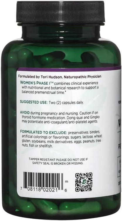 Vitanica Women's Phase I, Premenstrual Support, Vegan, 120 Capsules
