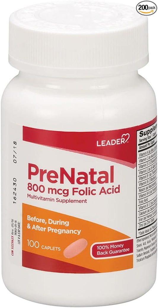 Leader Prenatal Vitamins Caplets 100 CT (Pack of 2)