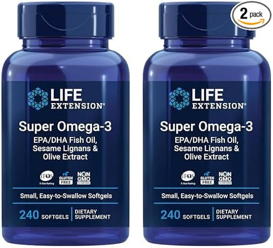 Life Extension Super Omega-3 EPA/DHA Fish 3 Supplement 240 Easy-to-swallow