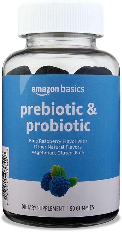 Amazon Basics Prebiotic & Probiotic Gummies, 2 Billion 50 Count (2 per