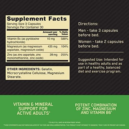 Optimum Nutrition Muscle Recovery and Endurance Supplement for Men and Women, Zinc and Magnesium Supplement, 180 Count