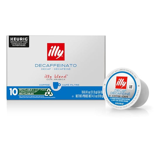 Illy Coffee K Cups - Coffee Pods For Keurig Coffee Maker – Classico Decaf Roast – Notes of Caramel - Mild, Flavorful & Balanced Flavor Pods of Coffee - No Preservatives – 10 Count