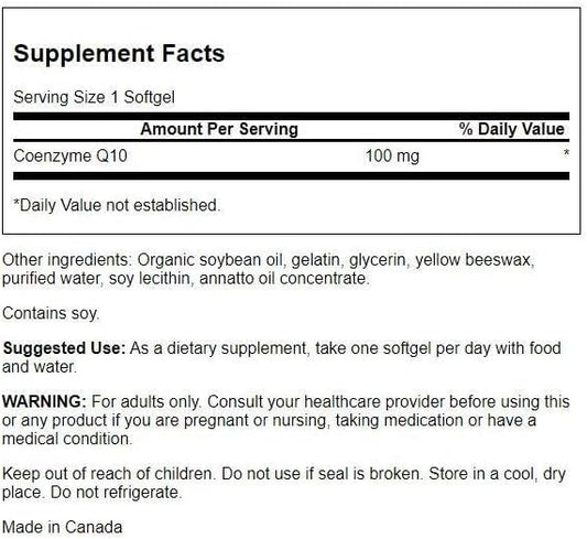 Swanson CoQ10 - Energy Antioxidant Support Q10 Supplement (100 Softgels, 100mg Each)