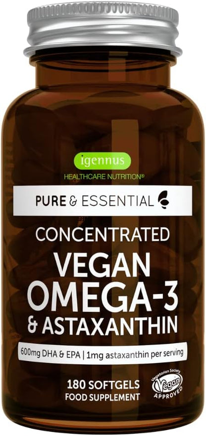 Pure & Essential Vegan Omega 3 600mg DHA 180 Small