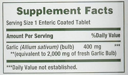 Nature's Bounty Garlic, 2000mg, 120 Coated 2), 2 2 Bottles 120 Tablets