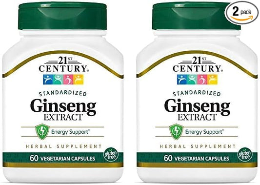21st Century Ginseng Extract Veg Capsules, 60Count (Pack 2)