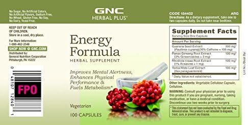 GNC Herbal Plus Energy Formula (100 Capsules)