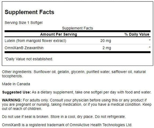Swanson Synergistic Eye Health 60 Softgels 20 mg 2 mg (3 Pack)