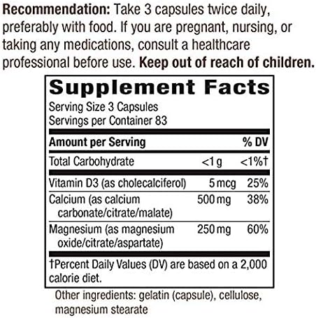 Nature’s Way Calcium-Magnesium-Vitamin D3 250 Capsules 2)